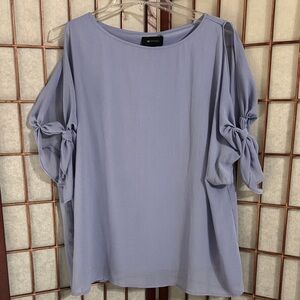 AB Studio Lavender Blouse with Cold Shoulder Tie Sleeves PTP 21 inches